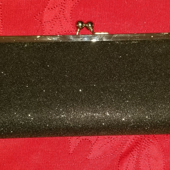 black glitter clutch